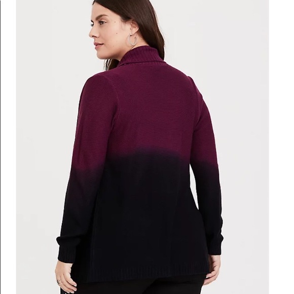 ISO Torrid BURGUNDY PURPLE DIP-DYE OMBRE CARDIGAN - Picture 3 of 5